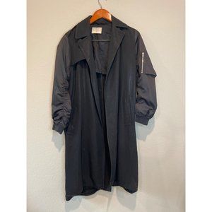 Sandro Black Waterloo Mixed Media Trench Coat